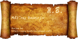Mány Beatrix névjegykártya